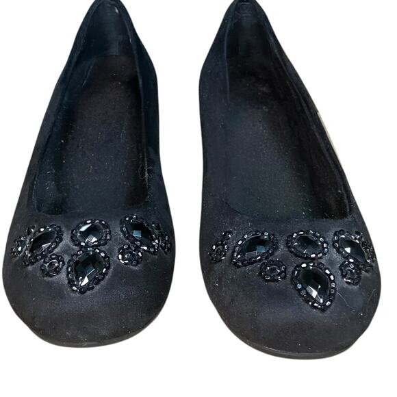 Vionic Orthaheel Cameron Rhinestone Jeweled Black Flats-size 6 - Picture 2 of 9